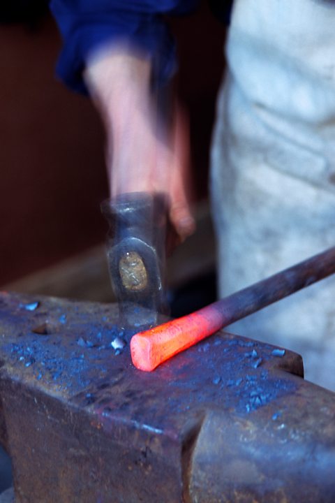 Forging on an anvil