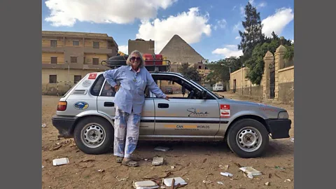 Julia Albu Eighty-year-old Julia Albu drove her 20-year-old Toyota Conquest from Cape Town to Cairo (Credit: Julia Albu)