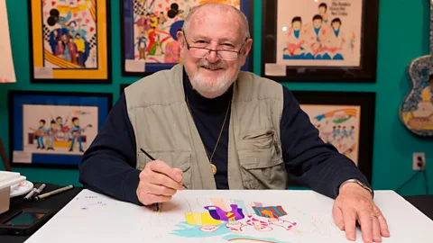 Alamy Yellow Submarine animator Ron Campbell created paintings for fans at SXSW in Austin, Texas in 2014 – The Snowman director Dianne Jackson also worked on the film (Credit: Alamy)