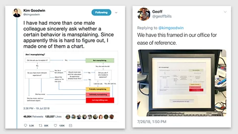 Twitter/Kim Goodwin; Twitter/Geoff Bills Goodwin's viral Tweet (left) left such an impression, some people even printed it out for reference (Credit: Twitter/Kim Goodwin; Twitter/Geoff Bills)