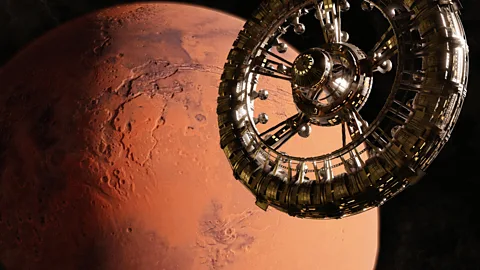 Alamy Giant space station near Mars (Credit: Alamy)