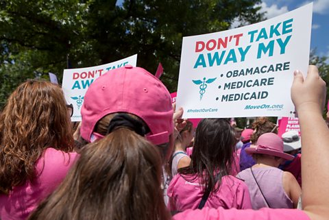 A protest outside of US Capitol Building to save Obamacare, 2017