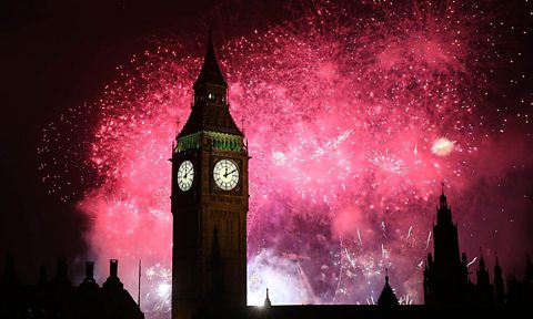 A Firework display over Parliament.