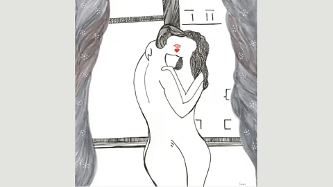 Indu Harikumar Indu Harikumar was inspired by Munch for one of the illustrations in her 2016 series 100 Tinder Tales (Credit: Indu Harikumar)