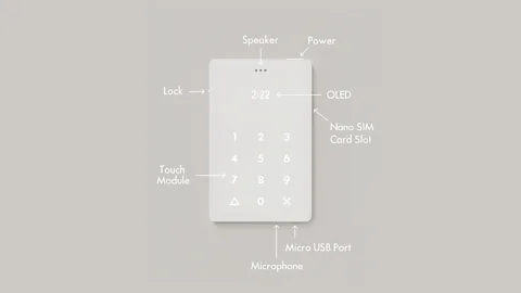 Light In place of external keys, the Light Phone projects beams of light through a permeable front panel to simulate a dial pad (Credit: Light)