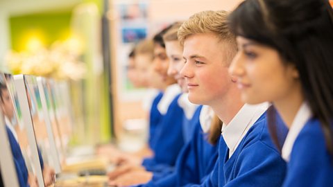 Students using computers