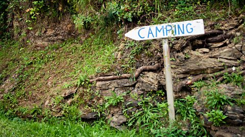 Camping Sign, Mutriku, Basque Country, Spain