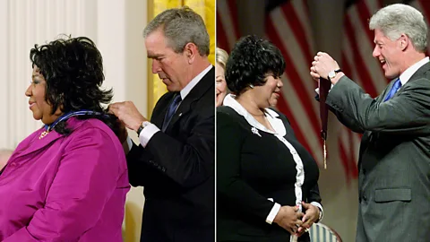 Getty Images Franklin was honoured by several US presidents throughout her career, and she was both an honouree and a performer at the prestigious Kennedy Center Honours (Credit: Getty Images)