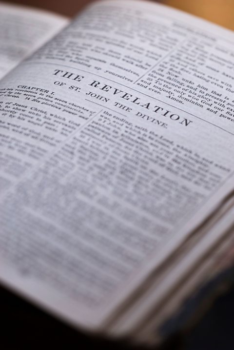 A photo of the Book of Revelation in the Bible