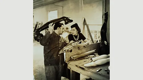 Fundació Gala-Salvador Dalí, Figueres, 2018 Salvador Dalí and Gala working on the Dream of Venus pavilion in 1939 (Credit: Fundació Gala-Salvador Dalí, Figueres, 2018)