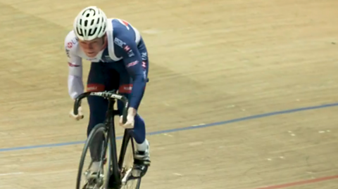 A cyclist on the track