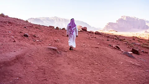 Amanda Ruggeri It isn’t easy to keep a white thoab pristine in this kind of landscape (Credit: Amanda Ruggeri)