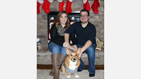 Katie Adkins For Katie Adkins and her boyfriend Derek, the bereavement leave her employer granted to mourn her Corgi, Goliath, was deeply appreciated (Credit: Katie Adkins)