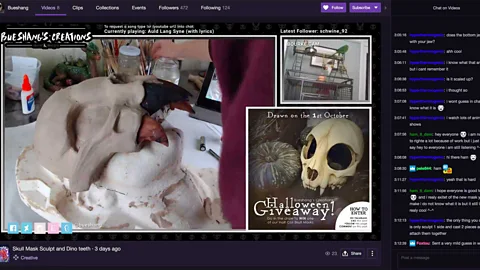 Twitch.tv Lauren “Bueshang” Kirkham crafts anatomically-accurate skull masks during her own Twitch sessions. (Credit: Twitch.tv)