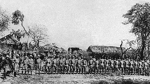 British South Africa Police with their troops in Rhodesia in World War One