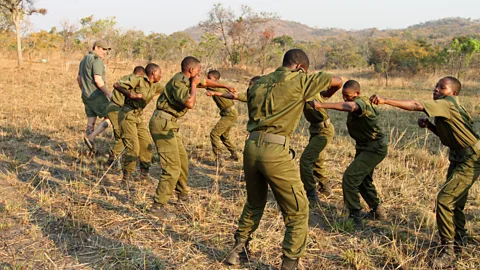 Rachel Nuwer Damien Mander oversees combat training; the team he leads is thought to be the world’s first all-women ranger unit protecting a nature reserve (Credit: Rachel Nuwer)