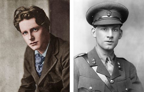 Portraits of World War One poets Rupert Brooke and Siegfried Sassoon