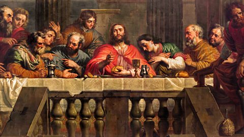 A painting of the Last Supper.