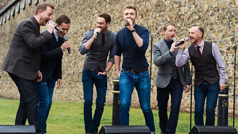 Polly Thomas/Alamy There is no stigma attached to men singing in Wales, which has led to the rise of popular all-male singing groups like Only Boys Aloud (Credit: Polly Thomas/Alamy)