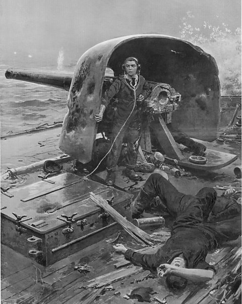 An image of Jack Cornwell helping out during the Battle of Jutland