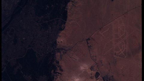 A photo of The Pyramids of Giza taken from the International Space Station