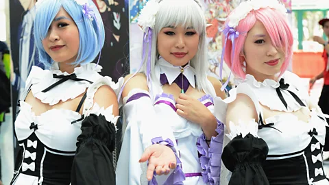 Getty Images Cosplayers in Los Angeles at Anime Expo 2018. Companies funding VTubers hope the desire to cosplay mirrors a desire to create a virtual avatar of oneself (Credit: Getty Images)