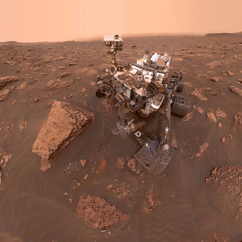 The Mars Rover takes its first selfie.