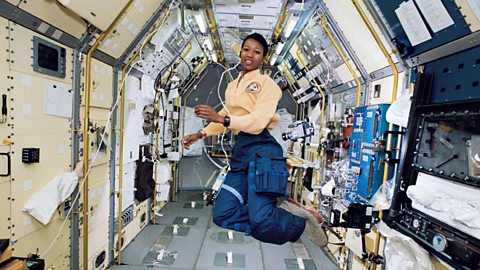 Astronaut Mae C. Jemison, in the Space Shuttle Endeavour.