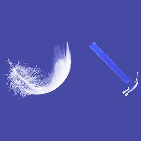 Which falls faster - a feather or a hammer?