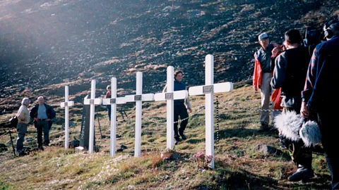 Getty Images The flu killed in even some of the most far-flung outposts - these crosses are for miners who died in a remote Norwegian settlement (Credit: Getty Images)