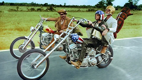 Getty Peter Fonda, Jack Nicholson and Dennis Hopper starred in Easy Rider, which featured an acid trip and a shoot that was awash with drugs (Credit: Getty)