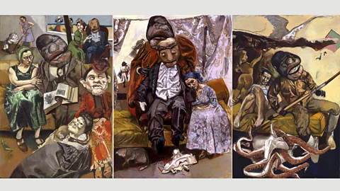 Paula Rego, courtesy Marlborough Fine Art Rego stages mannequins, dolls and masks in her studio to create works like The Fisherman, triptych, 2005 (Credit: Paula Rego, courtesy Marlborough Fine Art)