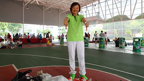 Tim McDonald Lee Bee Wah is the local MP for Nee Soon joins the clean-up day in Khatib at least once a month. She encourages her constituents to get involved (Credit: Tim McDonald)