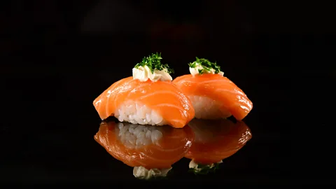 Getty Two pieces of nigiri sushi contain about .5g salt – but 1tbsp of soy sauce adds another 2.2g, or 2.7g total (Credit: Getty)