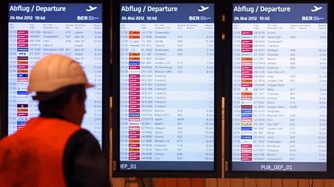 Getty Images All 750 of the monitors showing flight information had to be replaced earlier in 2018 - at a cost of €500,000 (Credit: Getty Images)