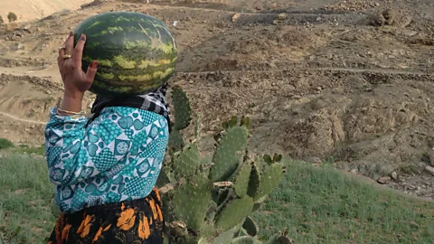 Liza Foreman Life in Idihr is similar to what it was when the Oxford students visited, with residents working the land as they had always done (Credit: Liza Foreman)