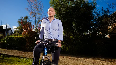 Chris Mann Barney Whiter, now 48, cycled to the office every day to save money for early retirement. He was able to amass enough to reitre at 43 (Credit: Chris Mann)