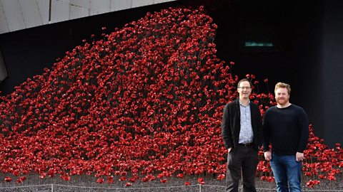 Paul Cummins and Tom Piper at unveiling of Wave at the Imperial War Museum North in 2018