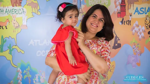 Bhavna Thakur Bhavna Thakur, 43, lives with her husband and one-year-old daughter in Mumbai. She says she is often the “oldest mother in the toddler park” (Credit: Bhavna Thakur)