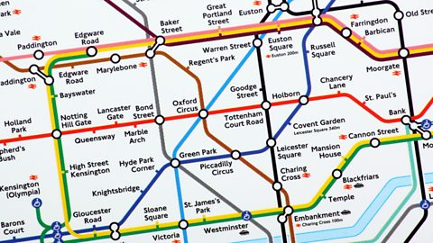 A section of the London Underground map