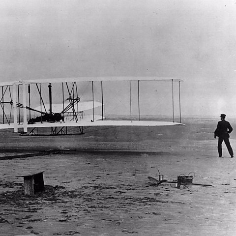 The Wright Flyer taking off