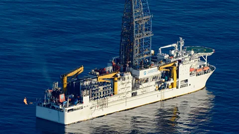 Getty Images In 2013, the deep-sea drilling vessel Chikyu succeeded in extracting methane hydrate from the waters around central Japan (Credit: Getty Images)