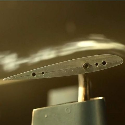 An aerofoil in a wind tunnel