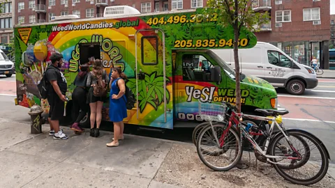 Alamy The 'Weed World Candies' truck sells products with CBD on the streets of New York City (Credit: Alamy)