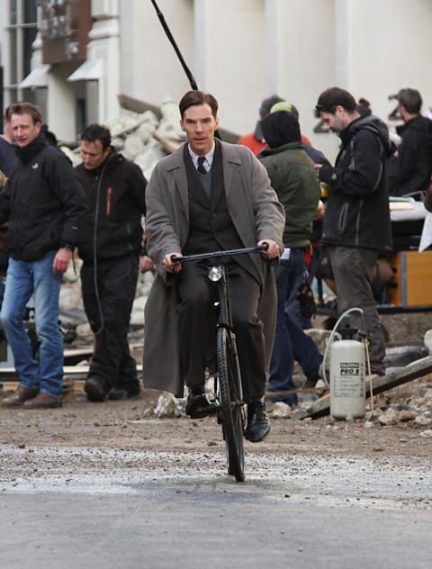 Benedict Cumberbatch filming The Imitation Game