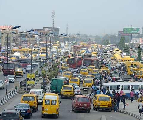 A photo of traffic in the busy streets of Nigeria