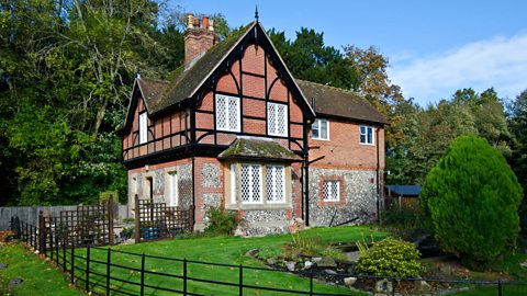 A quaint house in the countryside.