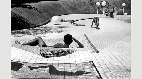Martine Franck / Magnum Photo Franck’s work included portraiture, landscapes – such as this swimming pool from 1976 – and reportage (Credit: Martine Franck / Magnum Photo)