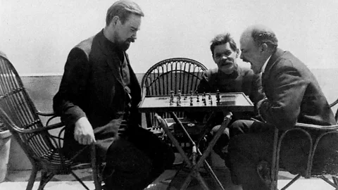 Alamy Alexander Bogdanov (pictured with Vladimir Lenin) wrote Red Star, about a Russian Bolshevik revolutionary who visits a communist society on Mars (Credit: Alamy)