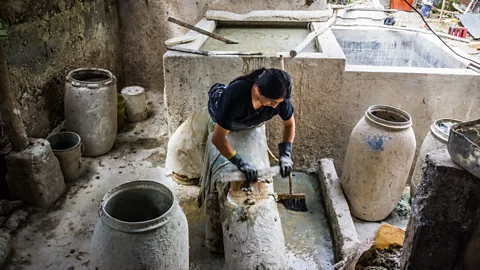 Paul Stewart In Yamberla’s leather workshop, everything is done by hand (Credit: Paul Stewart)